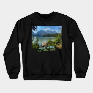 Wyoming State Outline (Grand Teton National Park - Taggart Lake) Crewneck Sweatshirt